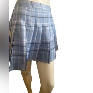 Hesperus, Blue & White Plaid Mini Skirt Size L  Tennis Skirt Aesthetic